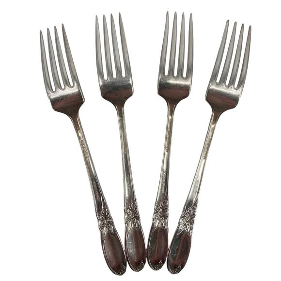 lot of 4 Oneida community white Orchid silver plate dinner forks - Picture 3 of 5
